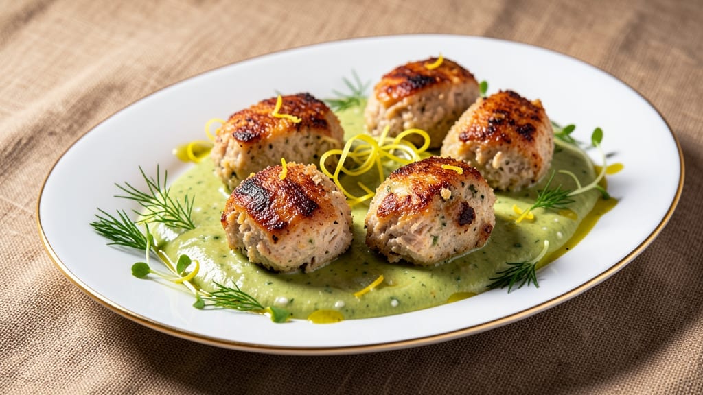 Baked Salmon Meatballs With Creamy Avocado Sauce Recipe: Silky Avocado Drizzle Over Flaky Salmon Bites