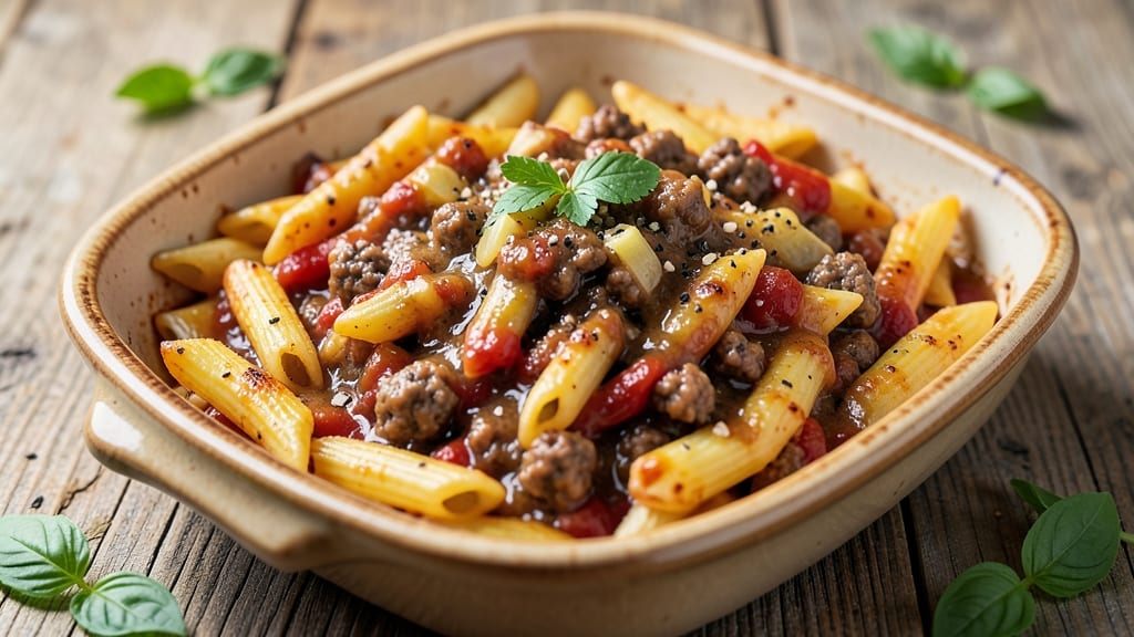 Baked Penne Pasta with Meat Sauce Recipe: Deep-Rich Flavor in One-Pan Simplicity