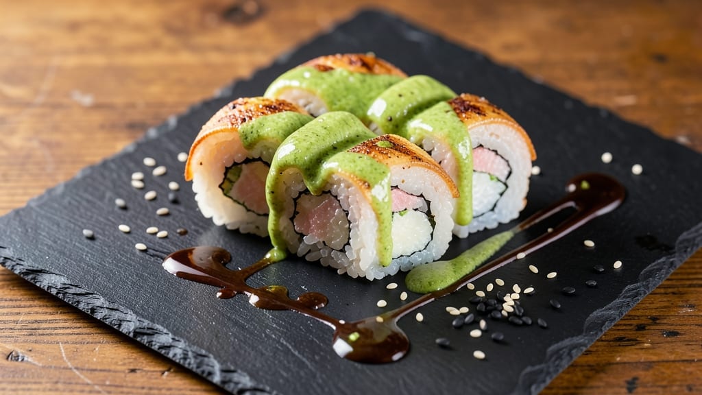 Bamboo Sushi Green Machine Sauce Recipe: Velvety Wasabi-Mayo with Crispy Sesame Crunch
