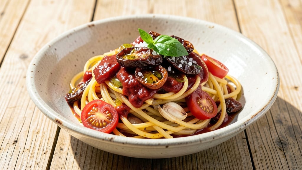 Authentic Italian Spaghetti Sauce Recipe With Fresh Tomatoes: Sun-Dried Tomato and Basil Richness Simmered Slow