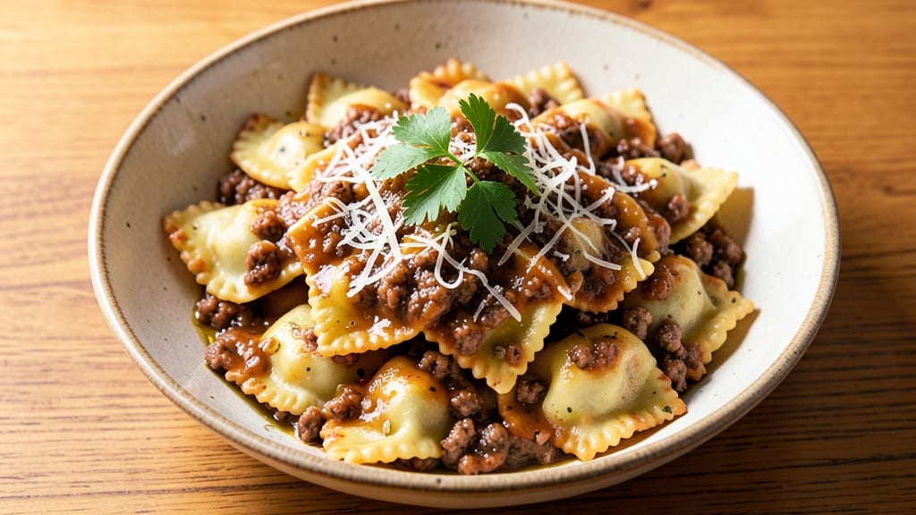 Baked Ravioli With Meat Sauce Recipe: Cheesy Layers Baked to Golden Bubbles