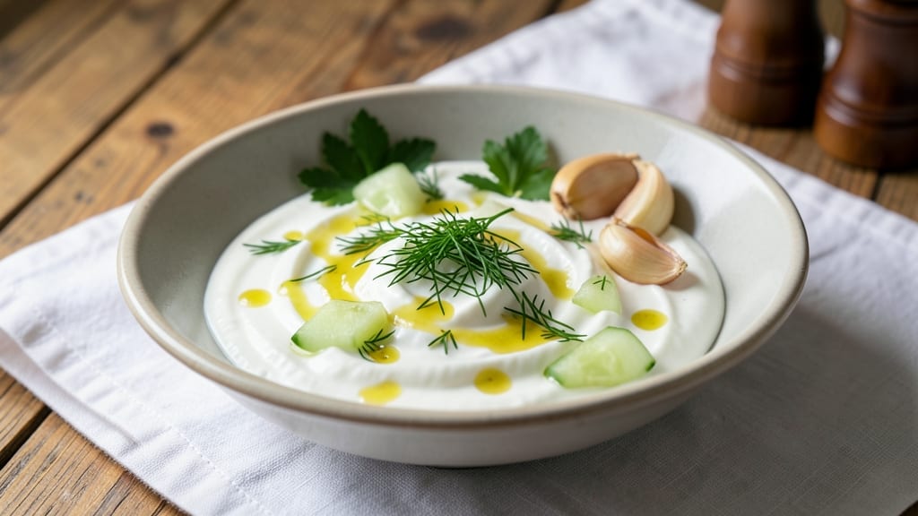 Authentic Tzatziki Sauce Recipe for Gyros: Yogurt-Cucumber Freshness With Dill Zing