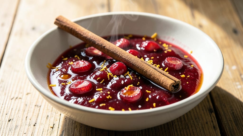 Cranberry Sauce Recipe With Orange Juice and Cinnamon Stick: Brightly Spiced Homemade Glaze